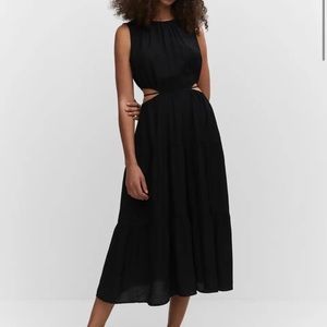 Black mango cut out dress